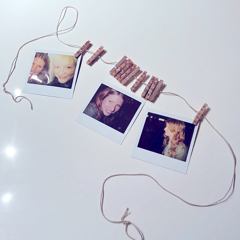 Decorative Mini Floral Photo Clothes-Pins on Twine Photo Line